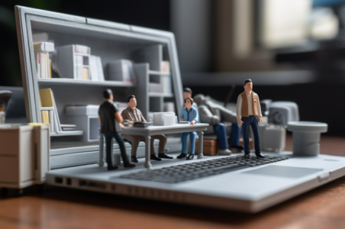 Office workers on a laptop 3D image